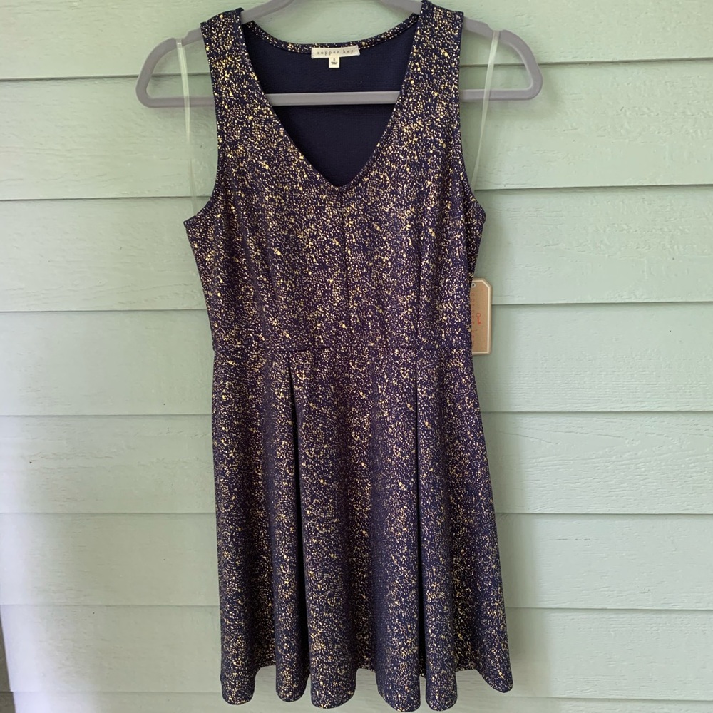 Navy and Gold Specked Dress